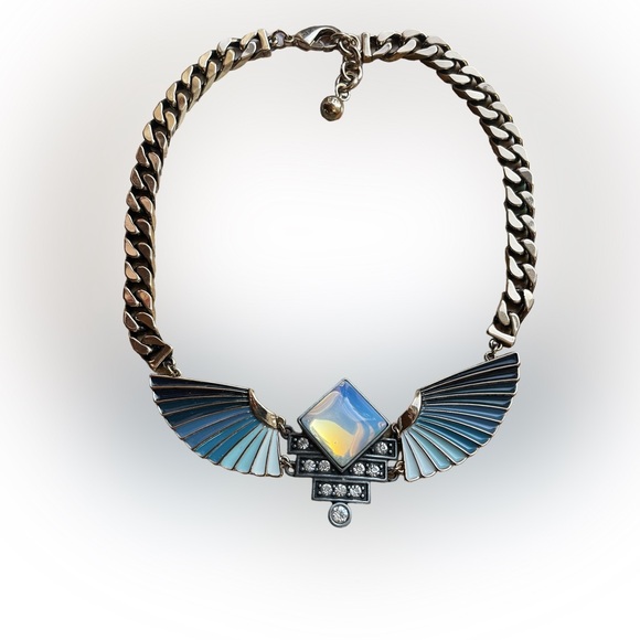 Signed Lulu Frost Multicolor In Gold Tone Metal Necklace - Picture 2 of 7